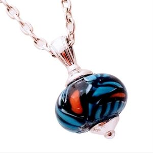 Blue Milliforie with Red Eye pendant necklace. (No chain)